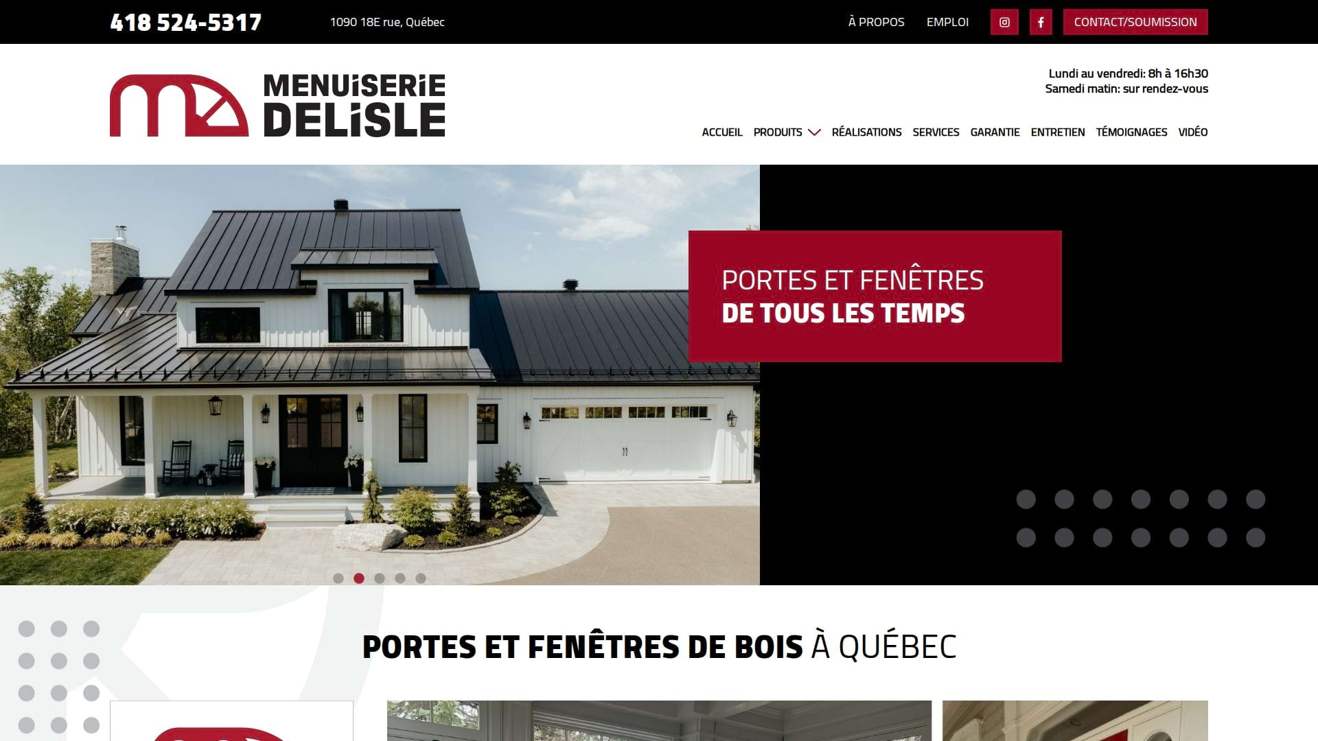 Menuiserie Delisle, une réalisation de Verteb Solution Web